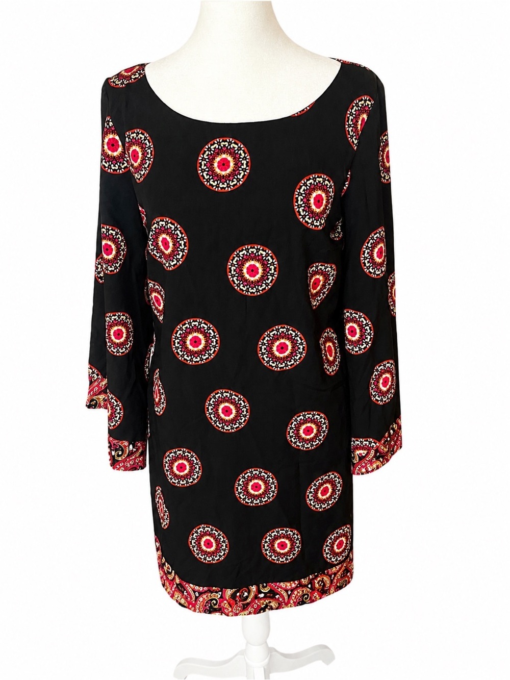 Dorothy Perkins Black Tunic Dress with Red & Pink Medallion Print